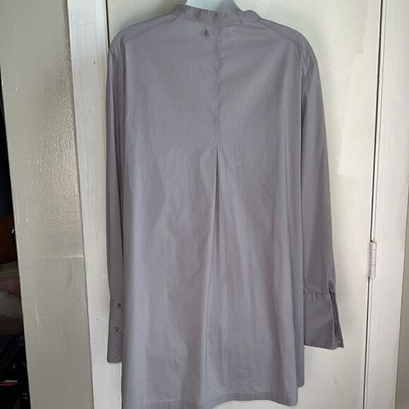 DESIDERATA Gray Cotton Blend Pleated Tunic Blouse-M - Picture 4 of 10